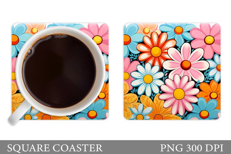 Daisy Flowers Coaster Design. Flowers Coaster Sublimation