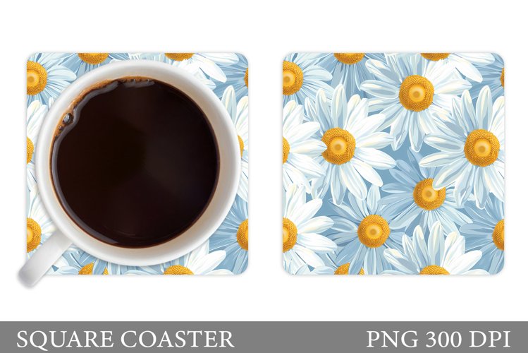 Flowers Coaster Design. Daisy Flowers Coaster Sublimation example image 1