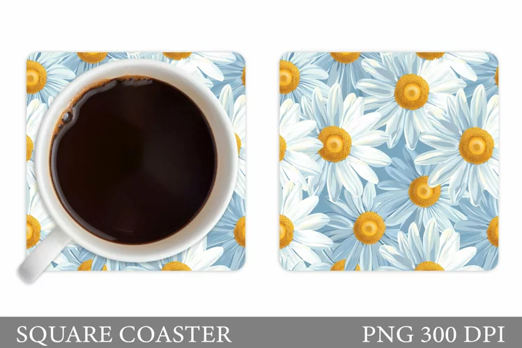 Flowers Coaster Design. Daisy Flowers Coaster Sublimation