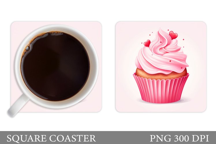 Cupcake Coaster Design. Square Coaster Valentine Sublimation example image 1