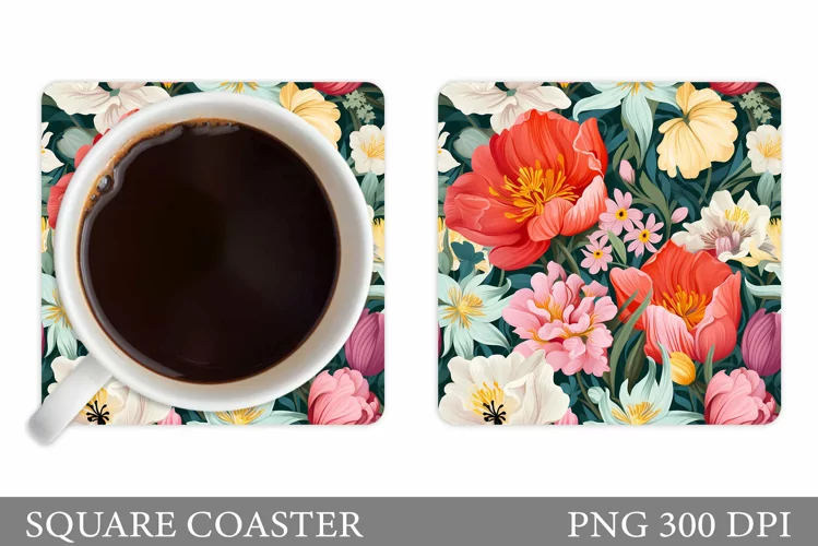 Flowers Coaster Design. 3D Flowers Coaster Sublimation