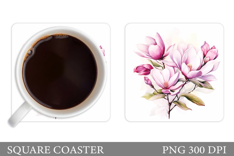 Flowers Magnolia Coaster Sublimation. Flowers Coaster Design