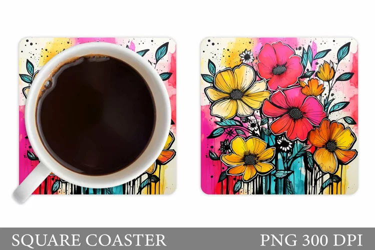Flowers Coaster Design. Flowers Coaster Sublimation