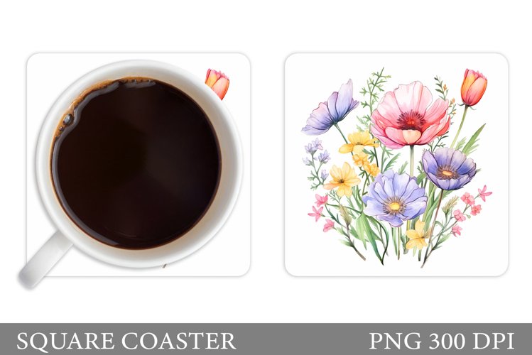Flowers Coaster Design. Wildflowers Coaster Sublimation example image 1