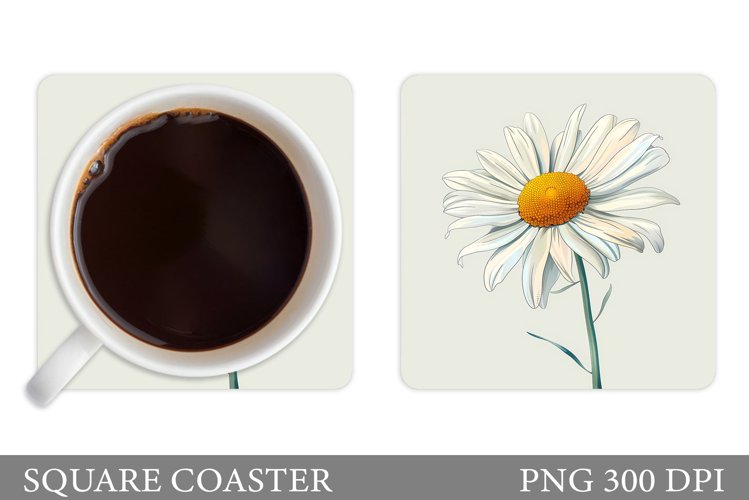 Daisy Coaster Design. Floral Coaster Sublimation example image 1