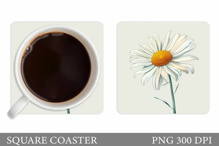 Daisy Coaster Design. Floral Coaster Sublimation