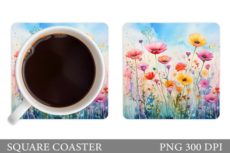 Flowers Coaster Design. Wildflowers Coaster Sublimation example image 1