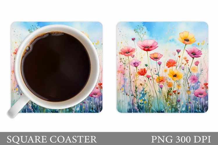 Flowers Coaster Design. Wildflowers Coaster Sublimation