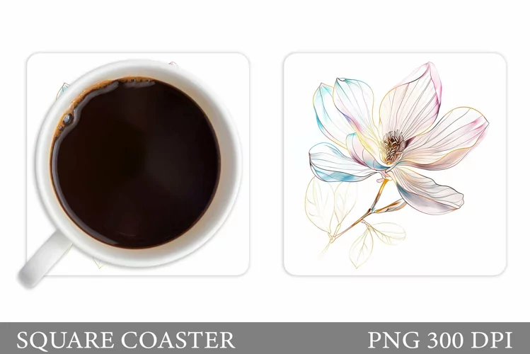 Flowers Square Coaster Sublimation. Flowers Coaster Design