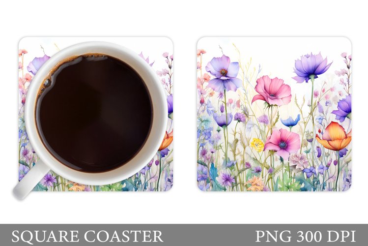 Flowers Coaster Sublimation. Wildflowers Coaster Design