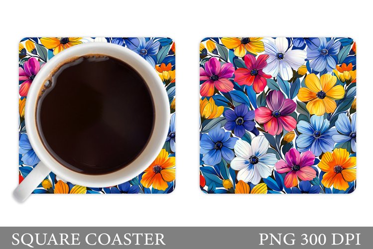 Flowers Coaster Sublimation. Floral Coaster Design