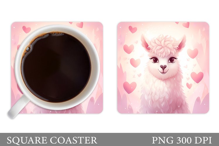 Valentines Lama Coaster. Valentines Coaster Sublimation
