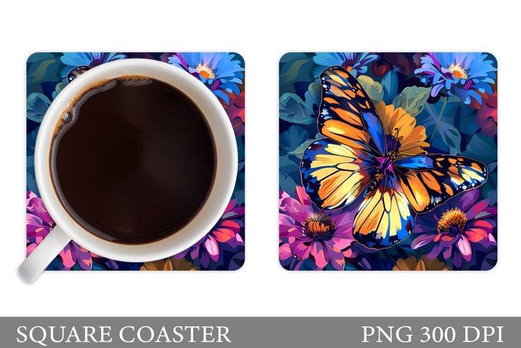 Butterfly Coaster Design. Butterfly Sublimation example image 1