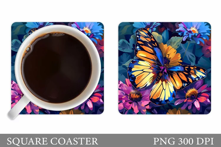 Butterfly Coaster Design. Butterfly Sublimation