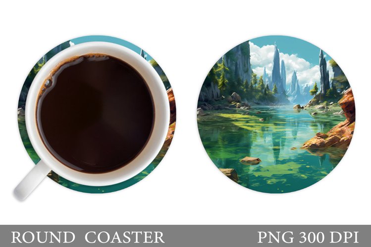 3D River Coaster Design. Mountains Coaster Sublimation