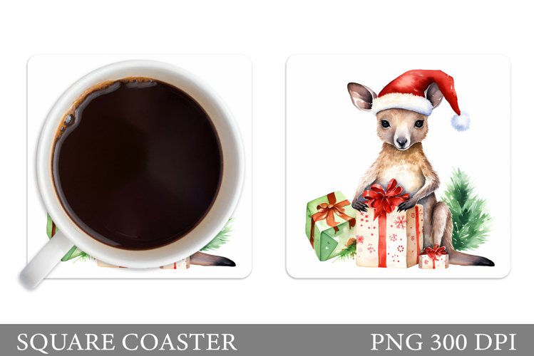 Christmas Kangaroo Coaster. Cute Kangaroo Coaster Design example image 1