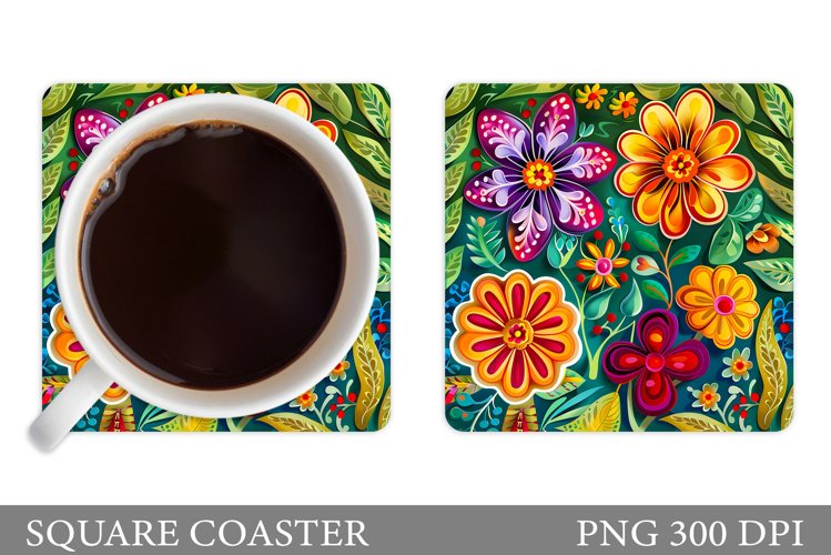 Flowers Coaster Sublimation. Flowers Coaster Design