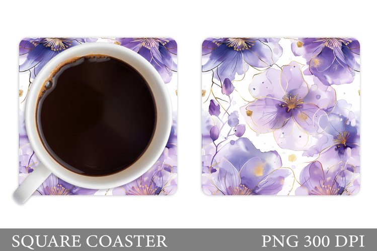 Flowers Coaster Sublimation. Floral Coaster Design example image 1