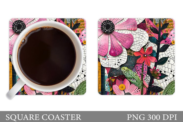 Flowers Coaster Design. Floral Coaster Sublimation