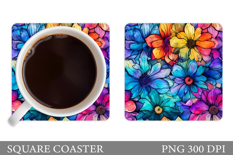 Flowers Coaster Design. Sublimation Coaster Flowers