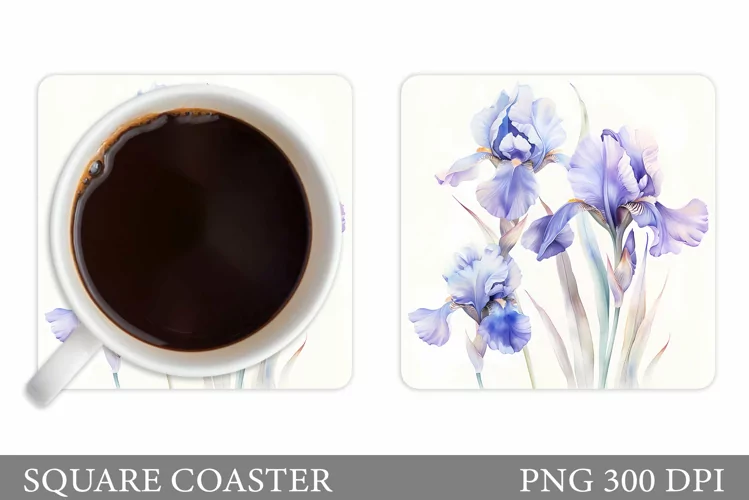 Flowers Coaster Design. Irises Coaster Sublimation