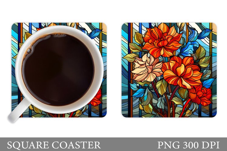 Flowers Square Coaster Sublimation. Flowers Coaster Design