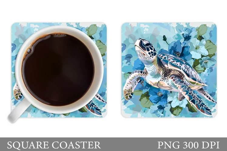 Turtle Square Coaster. Turtle Coaster Sublimation