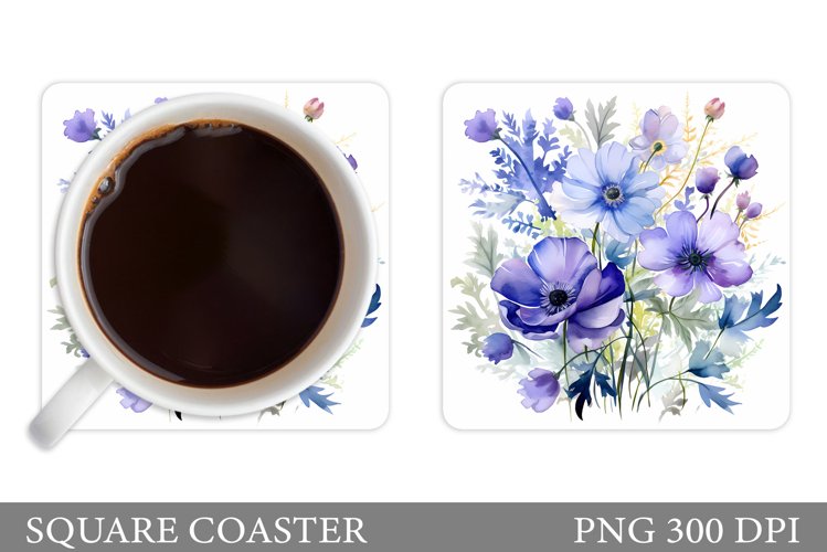 Flowers Coaster Sublimation. Wildflowers Coaster Design