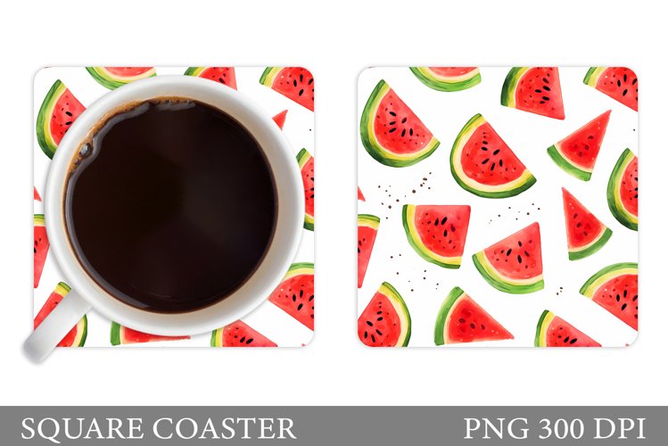 Watermelon Coaster Design. Watermelon Square Coaster example image 1