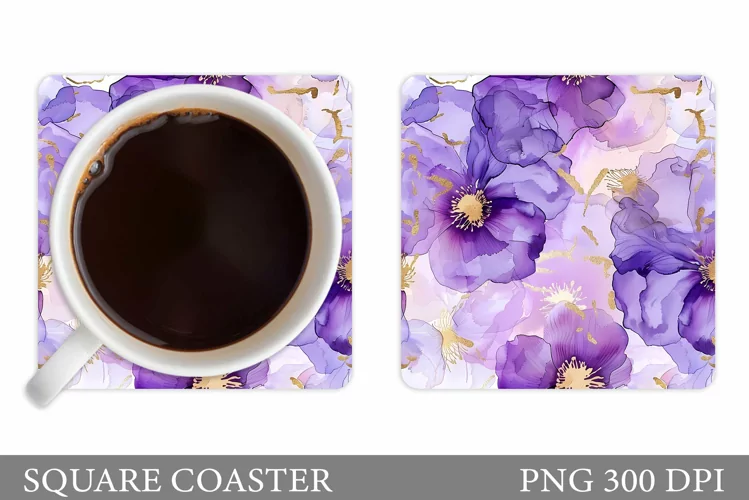 Flowers Coaster Design. Sublimation Coaster Flowers