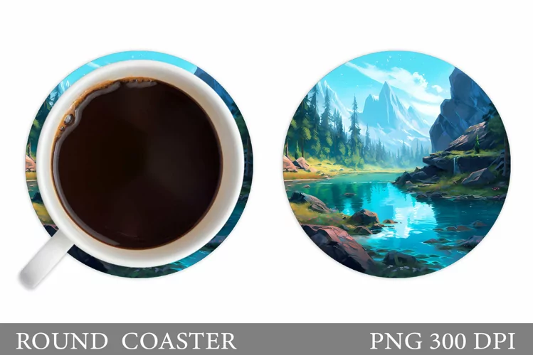 3D Mountains Coaster. 3D River Coaster Design Sublimation