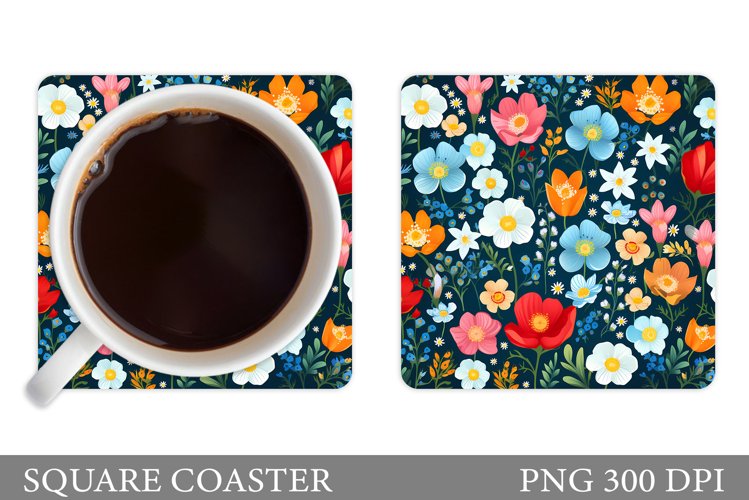 Flowers Coaster Design. Flowers Coaster Sublimation example image 1
