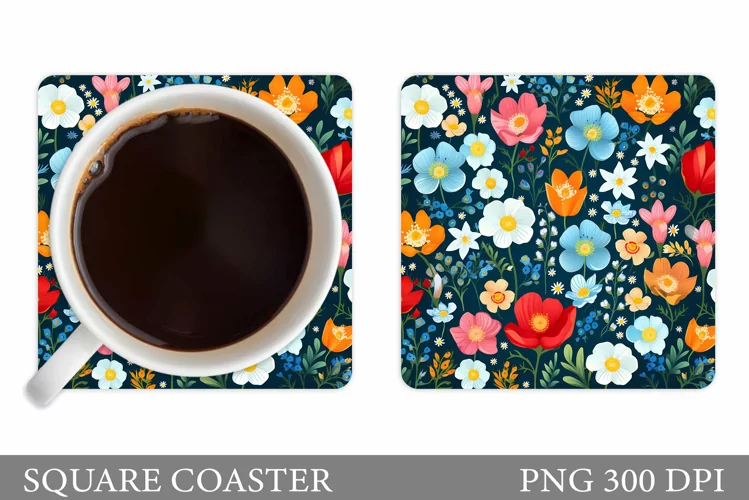 Flowers Coaster Design. Flowers Coaster Sublimation