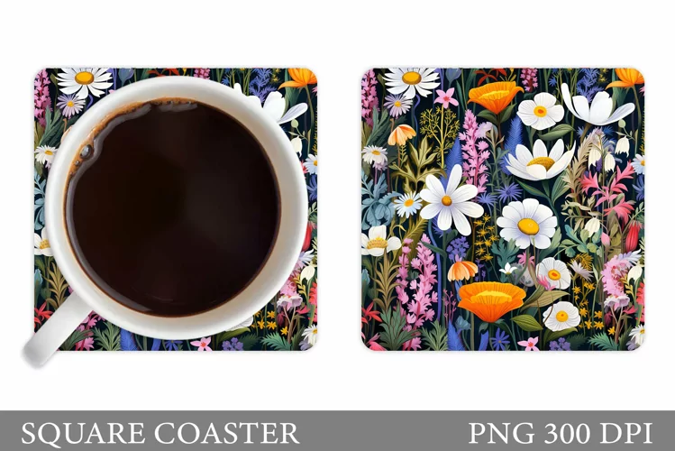 Flowers Coaster Design. Flowers Coaster Sublimation