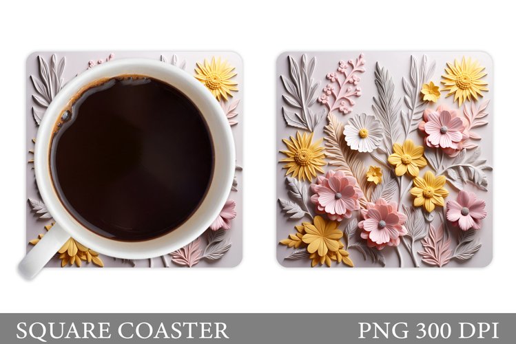 3D Flowers Coaster Design. 3D Daisy Flowers Coaster example image 1