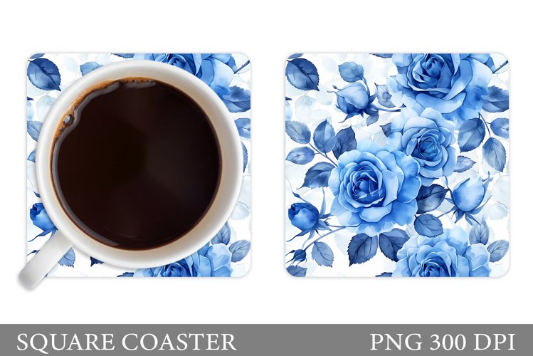 Roses Coaster Sublimation. Square Coaster Flowers Design example image 1