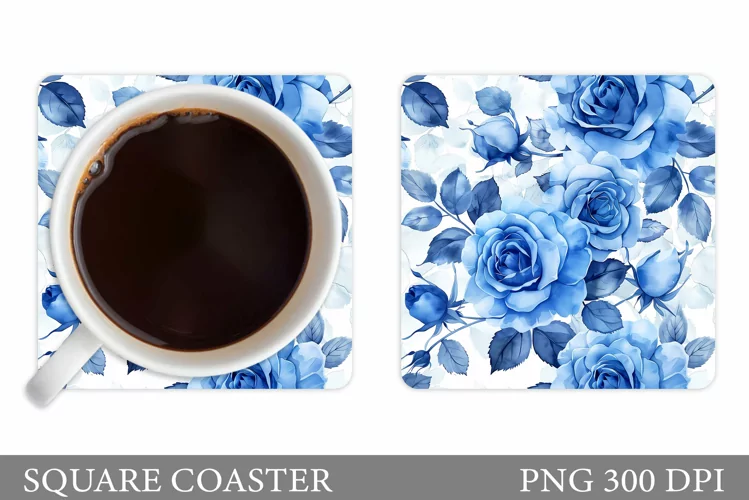 Roses Coaster Sublimation. Square Coaster Flowers Design
