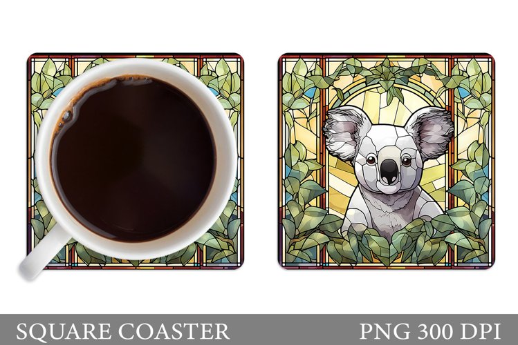 Stained Glass Koala Coaster. Koala Coaster Sublimation example image 1