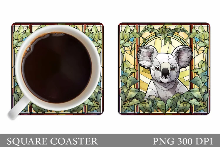 Stained Glass Koala Coaster. Koala Coaster Sublimation