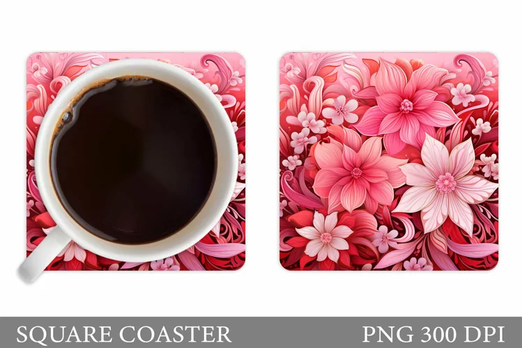 Flowers Coaster Design. Flowers Coaster Sublimation