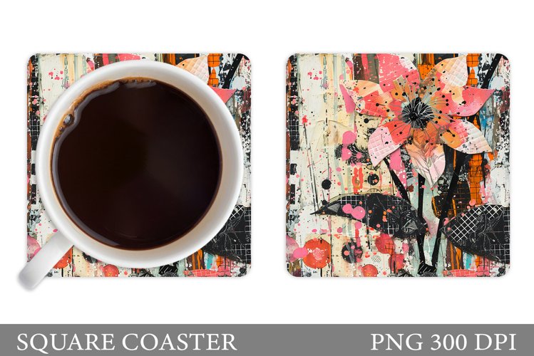 Flowers Coaster Design. Floral Coaster Sublimation
