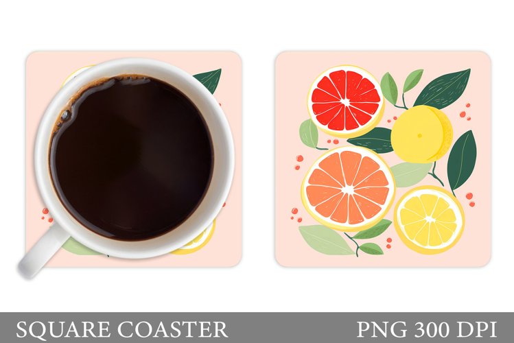 Fruits Coaster Sublimation. Citrus Coaster Design example image 1