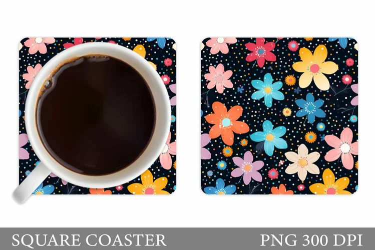 Daisy Flowers Coaster Design. Wildflowers Coaster