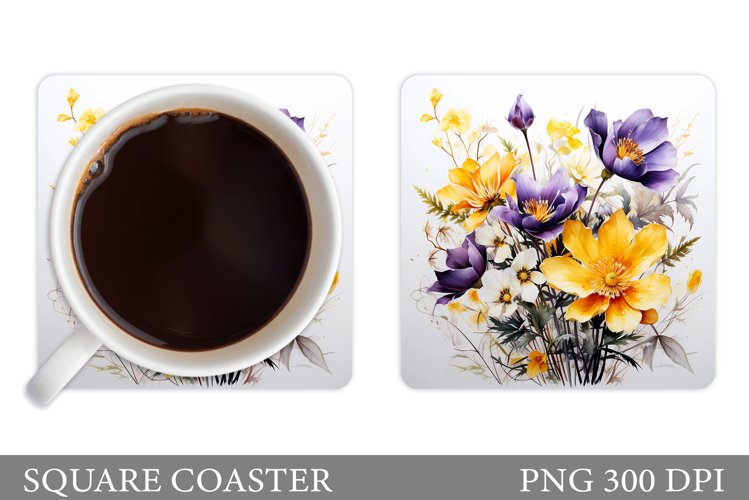 Flowers Coaster Design. Flowers Coaster Sublimation example image 1