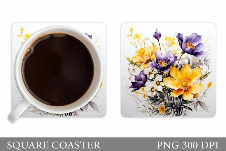 Flowers Coaster Design. Flowers Coaster Sublimation