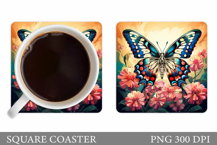 Butterfly Coaster Design. Butterfly Sublimation