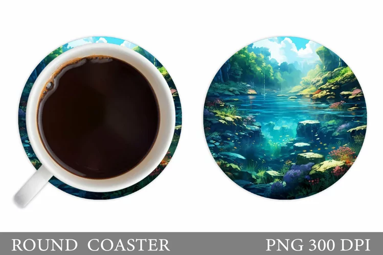3D River Coaster Design. 3D Mountains Coaster Template