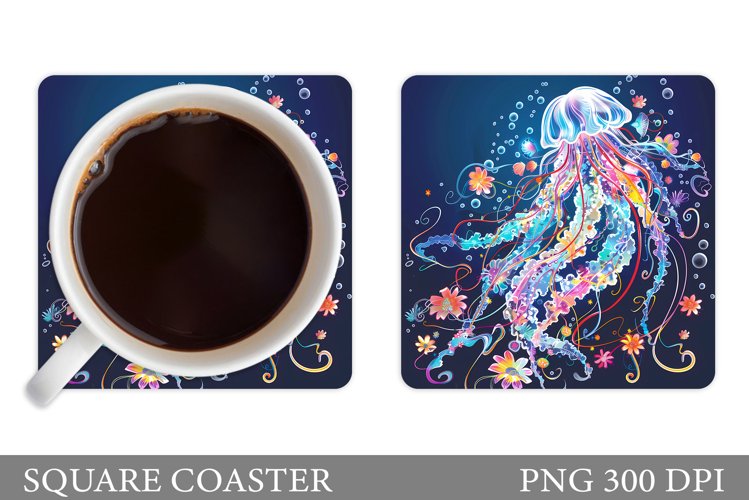Jellyfish Coaster Design. Flowers Coaster Sublimation