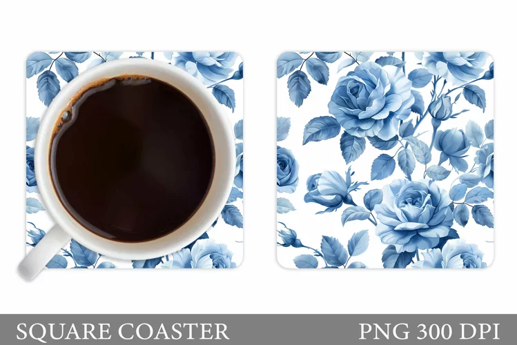Roses Coaster Sublimation. Flowers Square Coaster Design