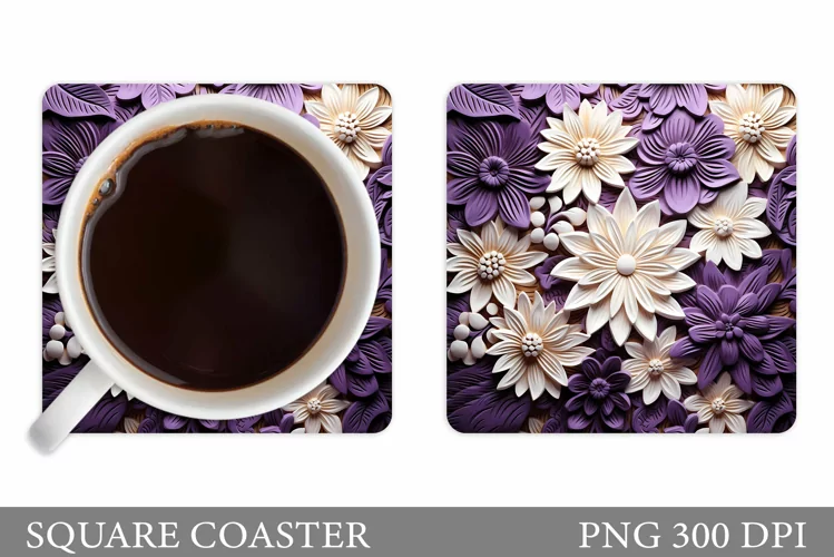 Flowers Coaster Sublimation. 3D Flowers Coaster Design